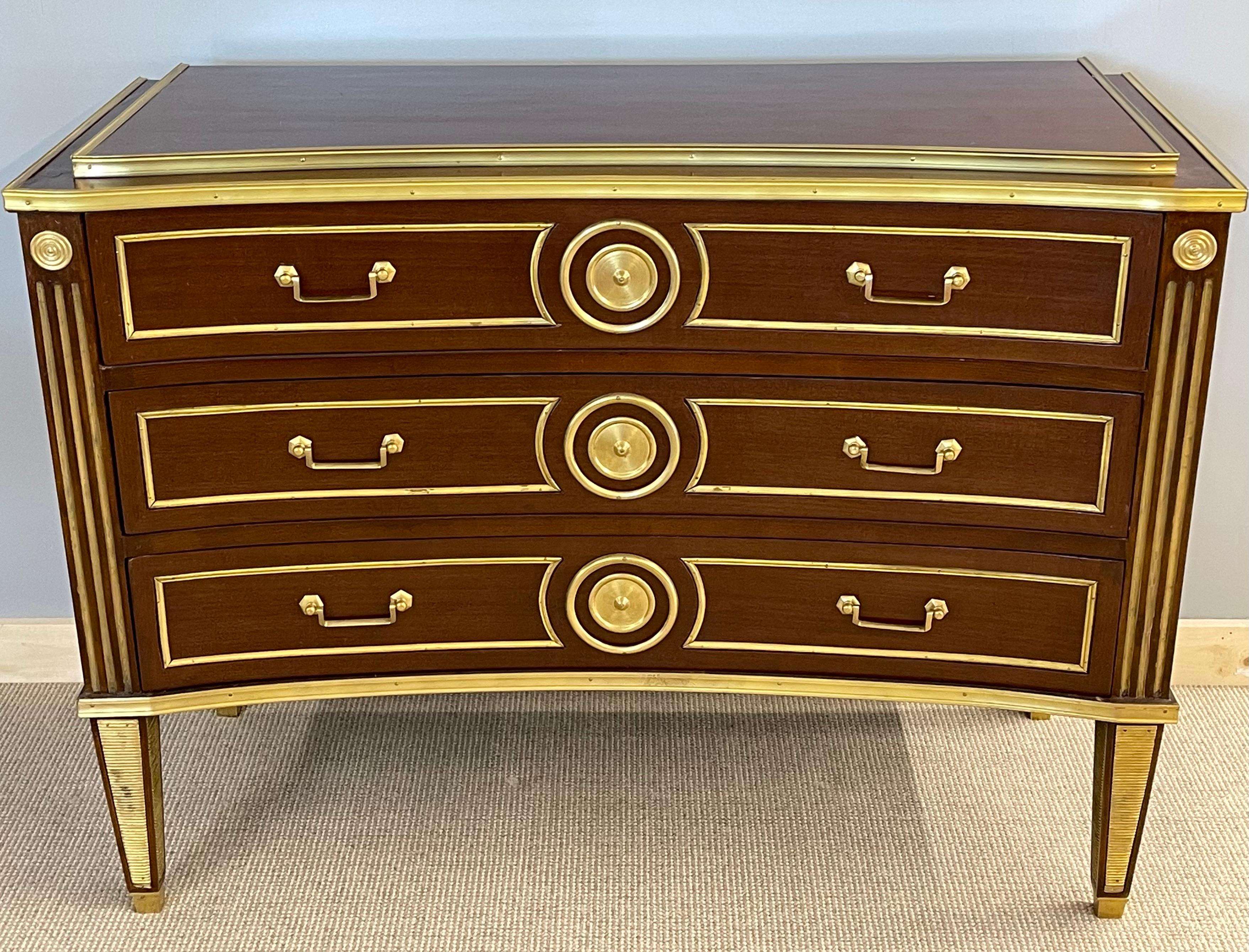 20th Century Pair of Russian Neoclassical Style Inverted Front Commodes Chests For Sale