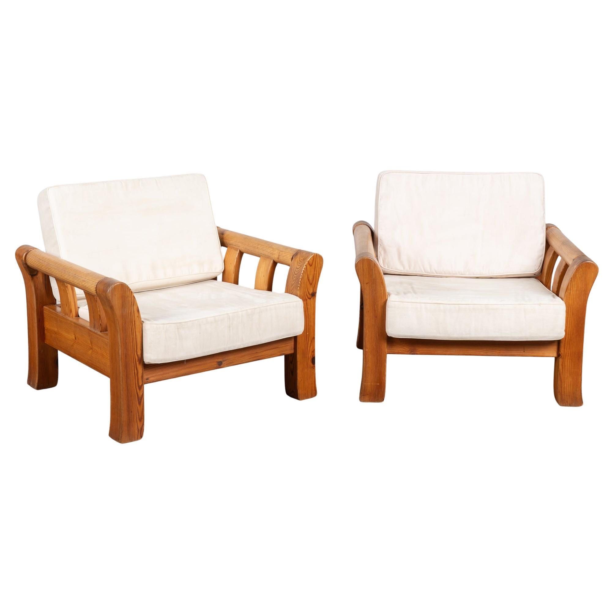 Pair of Large Rustic Pine Armchairs, circa 1960