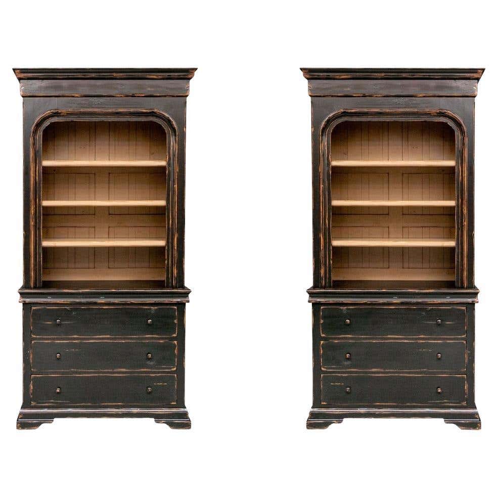 Pair of Large Rustic Style Bookcase Cabinets by Woodland Furniture For ...