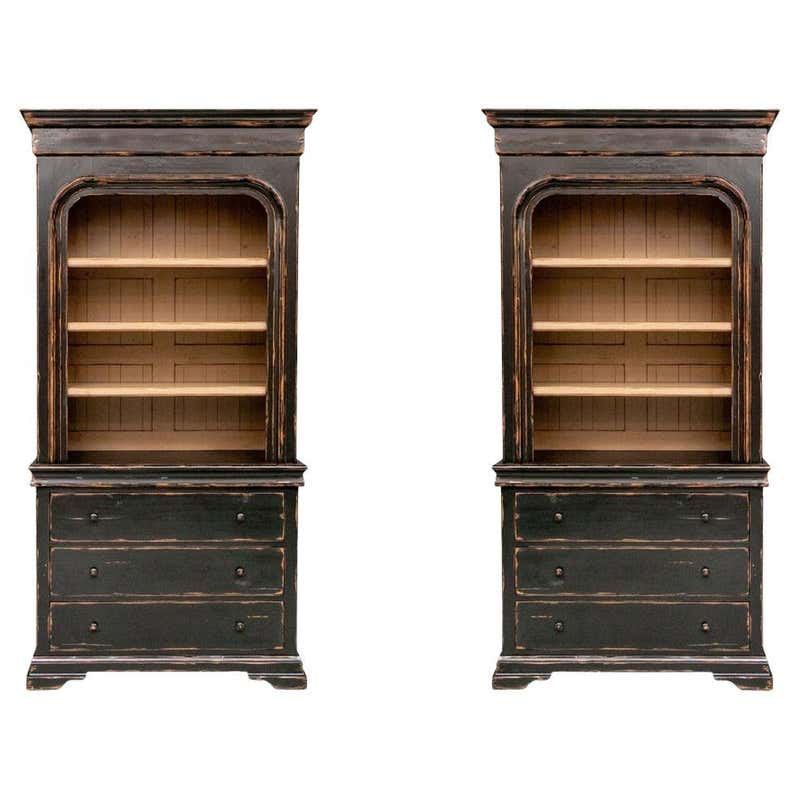 Rustic Farmhouse Style Black Bookcase For Sale at 1stDibs