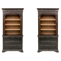 Pair of Large Rustic Style Bookcase Cabinets by Woodland Furniture