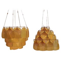 Pair of Large "SAN-JU" Uchiwa Chandeliers by Ingo Maurer for Design M, 1970s