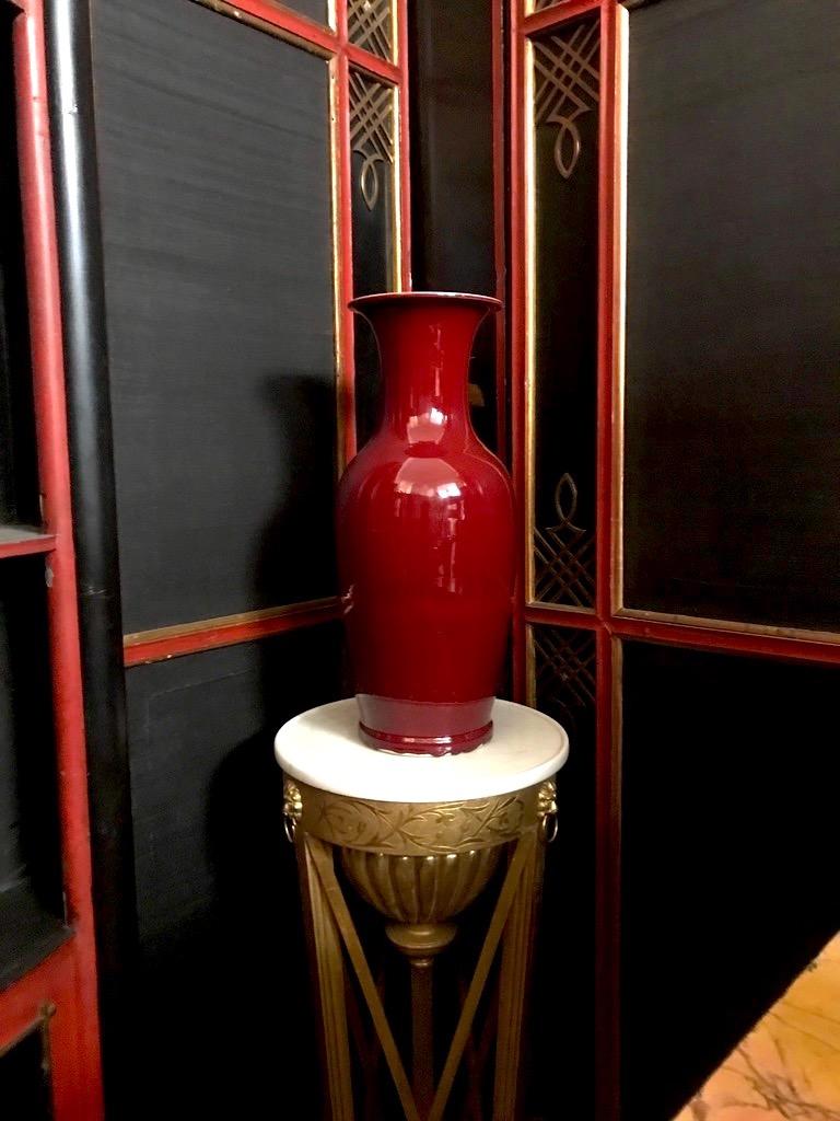 Porcelain Pair of Large Sang-de-boeuf Glazed Vase, Early 20th Century For Sale