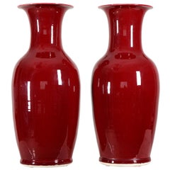 Pair of Large Sang-de-boeuf Glazed Vase, Early 20th Century