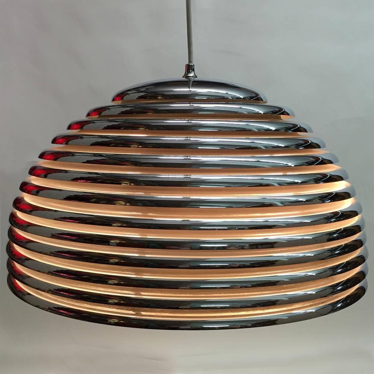 Late 20th Century Pair of Large Saturno Hanging Lamps by Kazuo Motozawa, 1972 For Sale