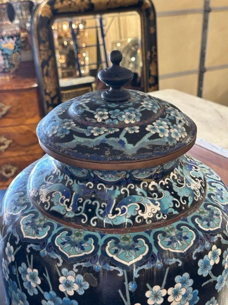 Pair of Large Scale 19th Century Chinese Cloisonne Vases For Sale 1