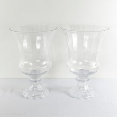 Pair of Large Scale 20th Century French Crystal Medicis Urns or Vases
