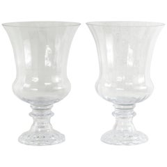 Pair of Large Scale 20th Century French Crystal Medicis Urns or Vases