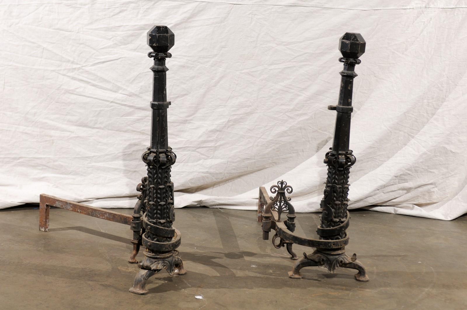 Pair of Large Scale American Andirons, circa 1880-1920 For Sale 6