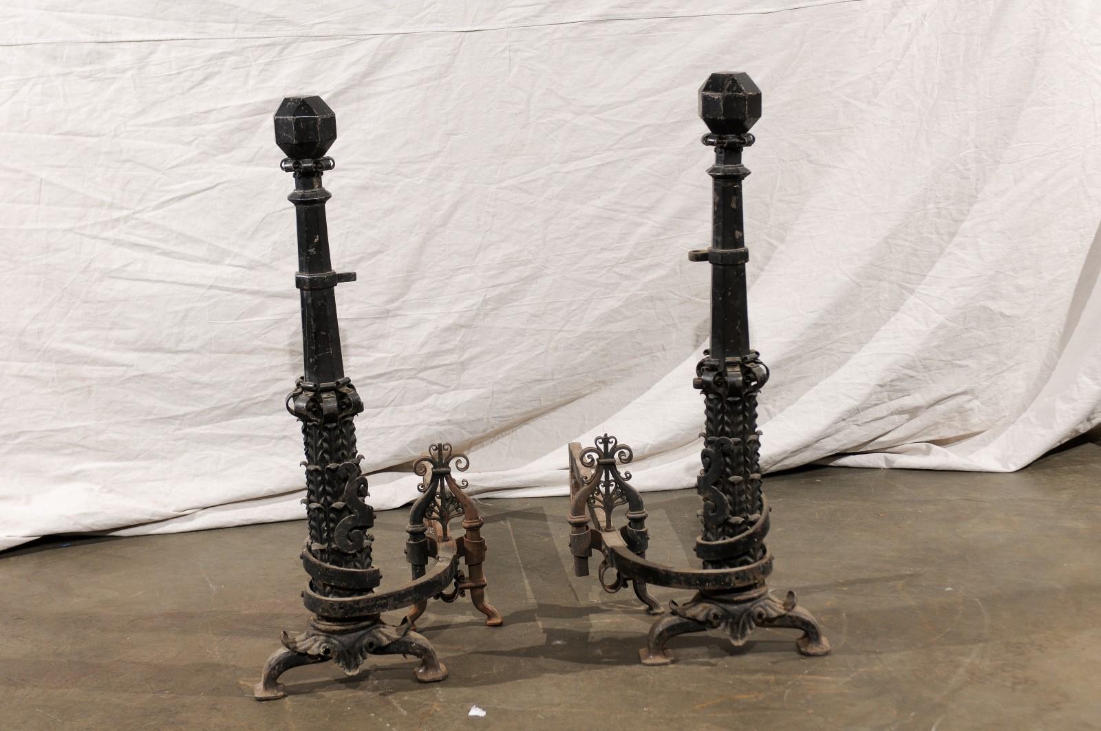 Pair of Large Scale American Andirons, circa 1880-1920 For Sale 3