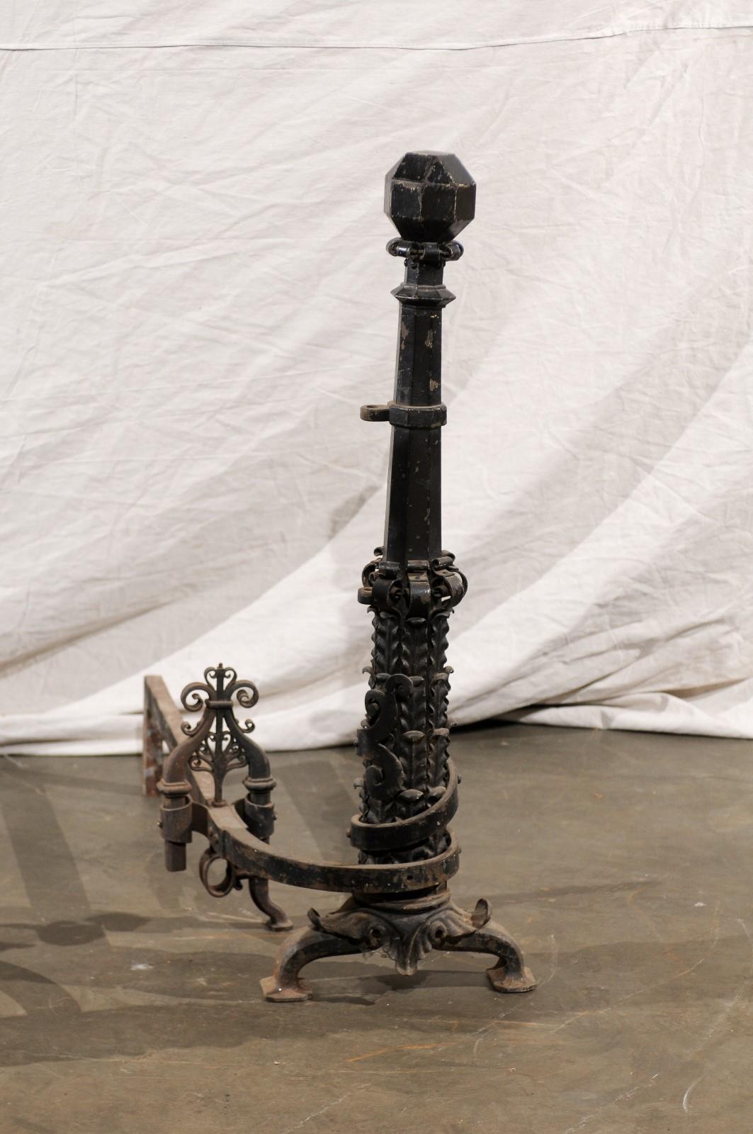 Pair of Large Scale American Andirons, circa 1880-1920 For Sale 4