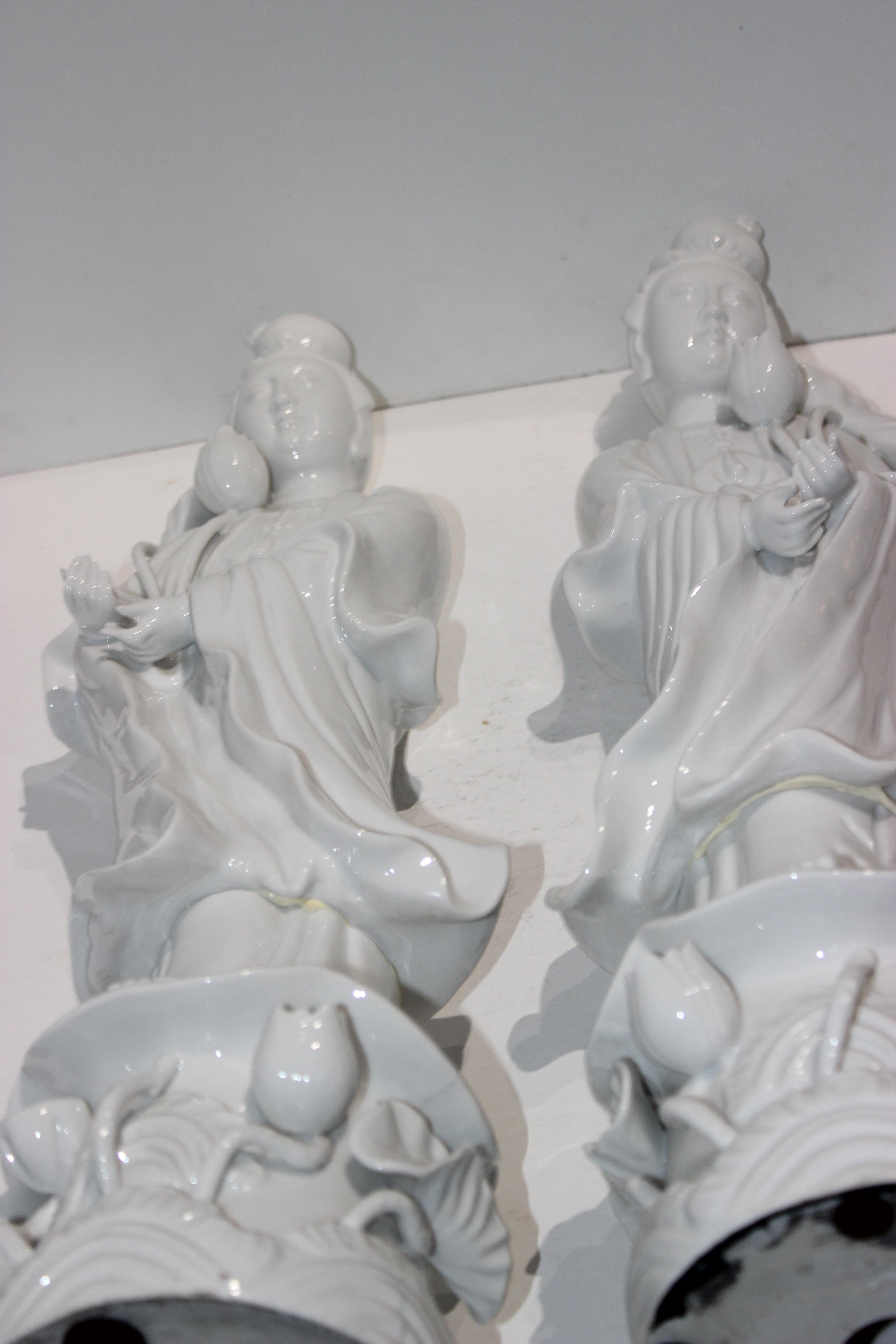 Pair of Large Scale Blanc de Chine Quan Yin Figures 4