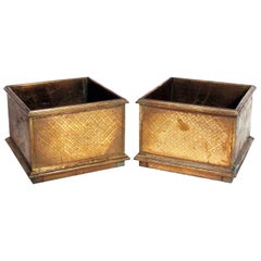 Pair of Large Scale Brass Planters by Rodolfo Dubarry