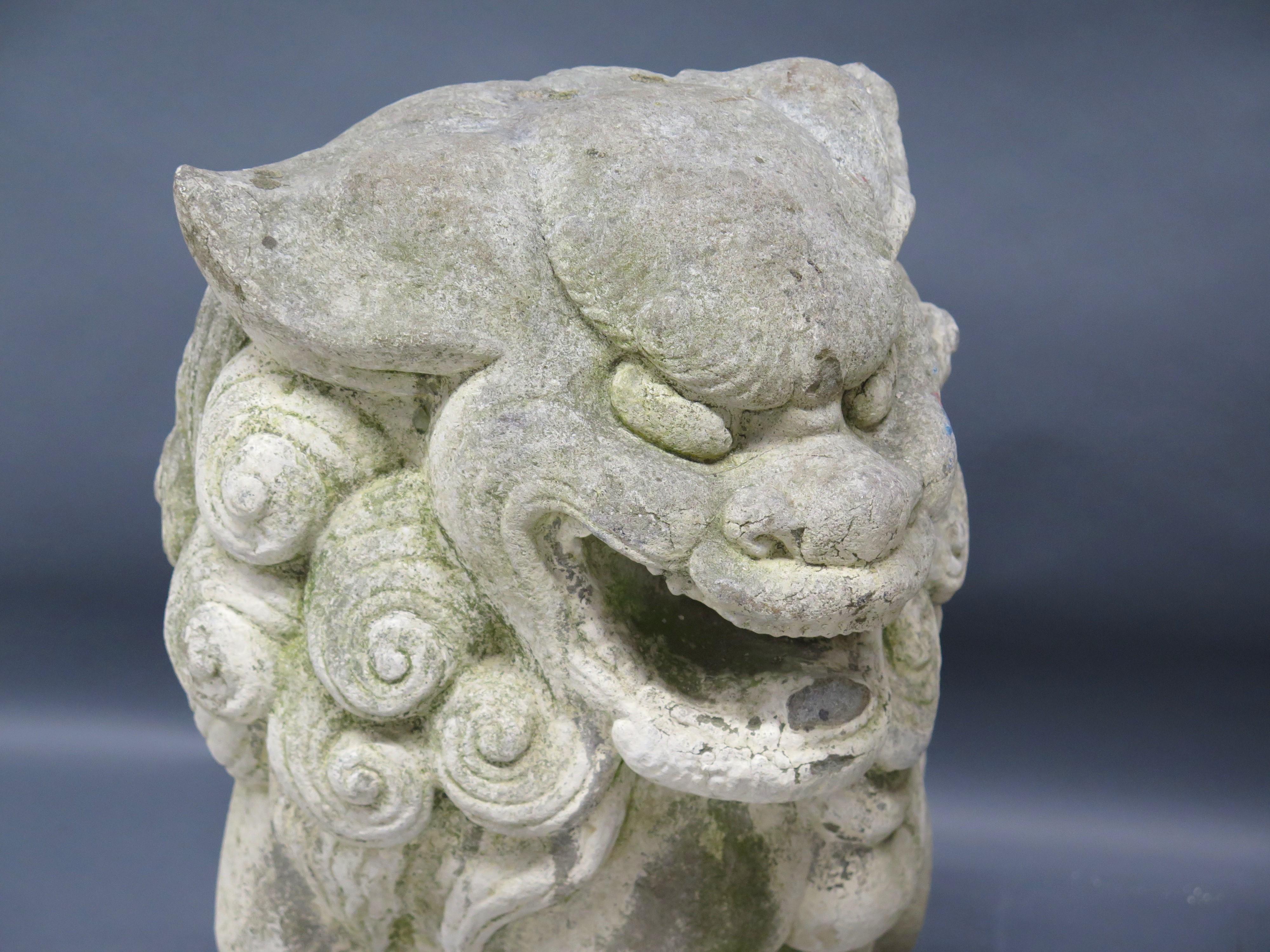 20th Century Pair of Large Scale Carved Stone Chinese Foo Dogs / Temple Lions For Sale