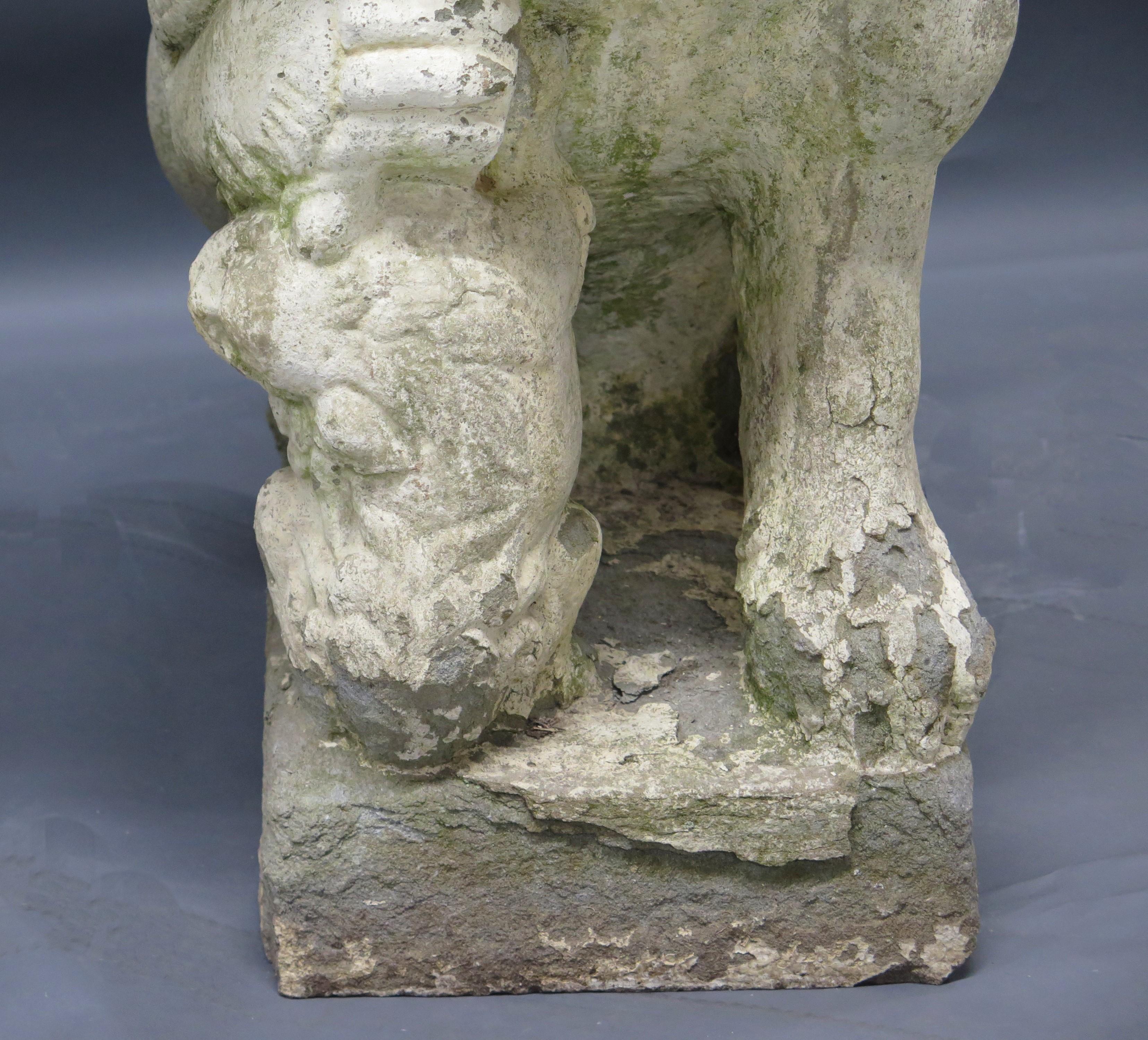 Pair of Large Scale Carved Stone Chinese Foo Dogs / Temple Lions For Sale 2