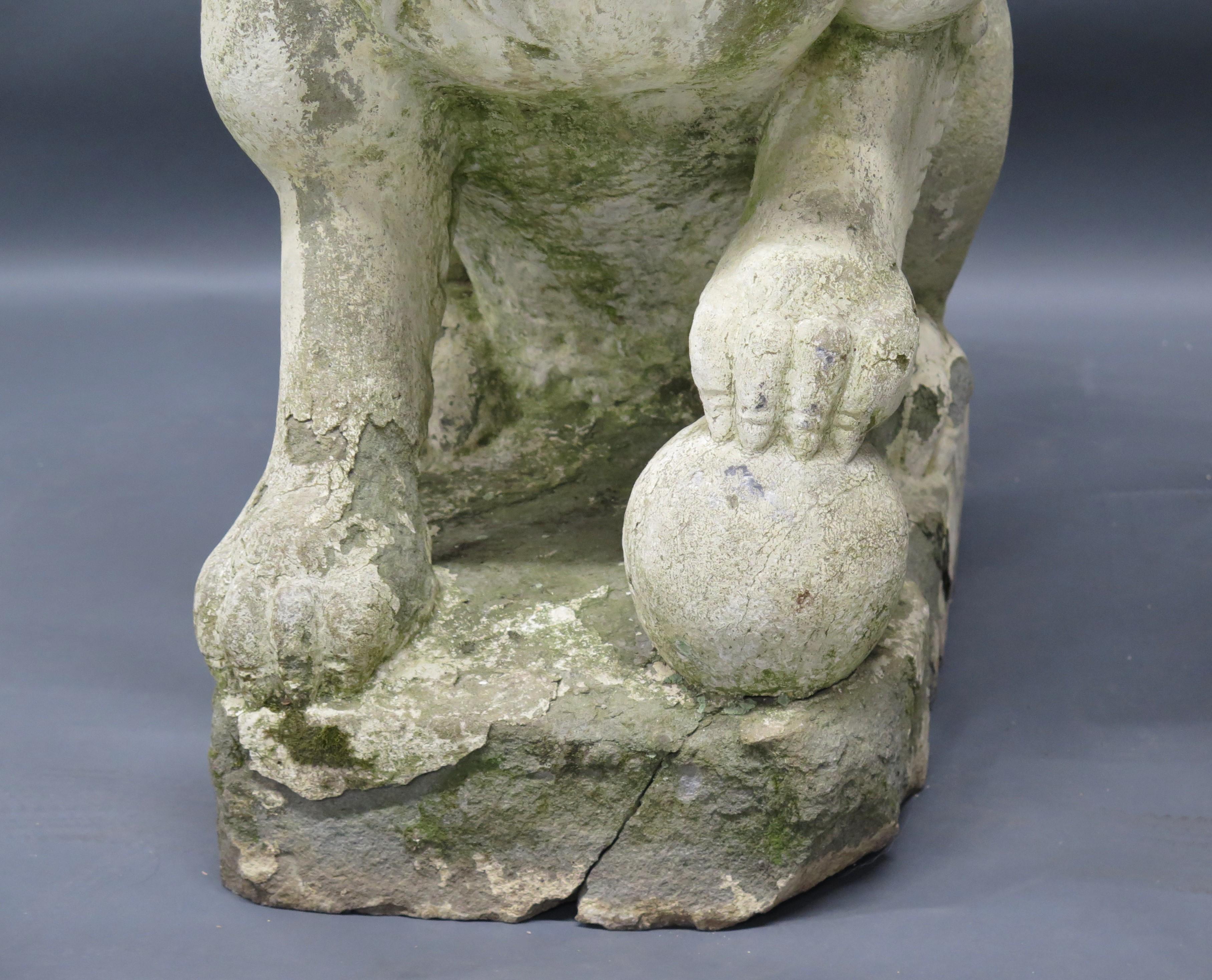 Pair of Large Scale Carved Stone Chinese Foo Dogs / Temple Lions For Sale 3