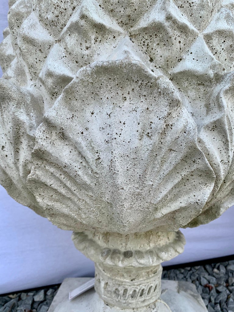 Pair of Large Scale Cast Stone Garden Artichoke Finials For Sale at ...