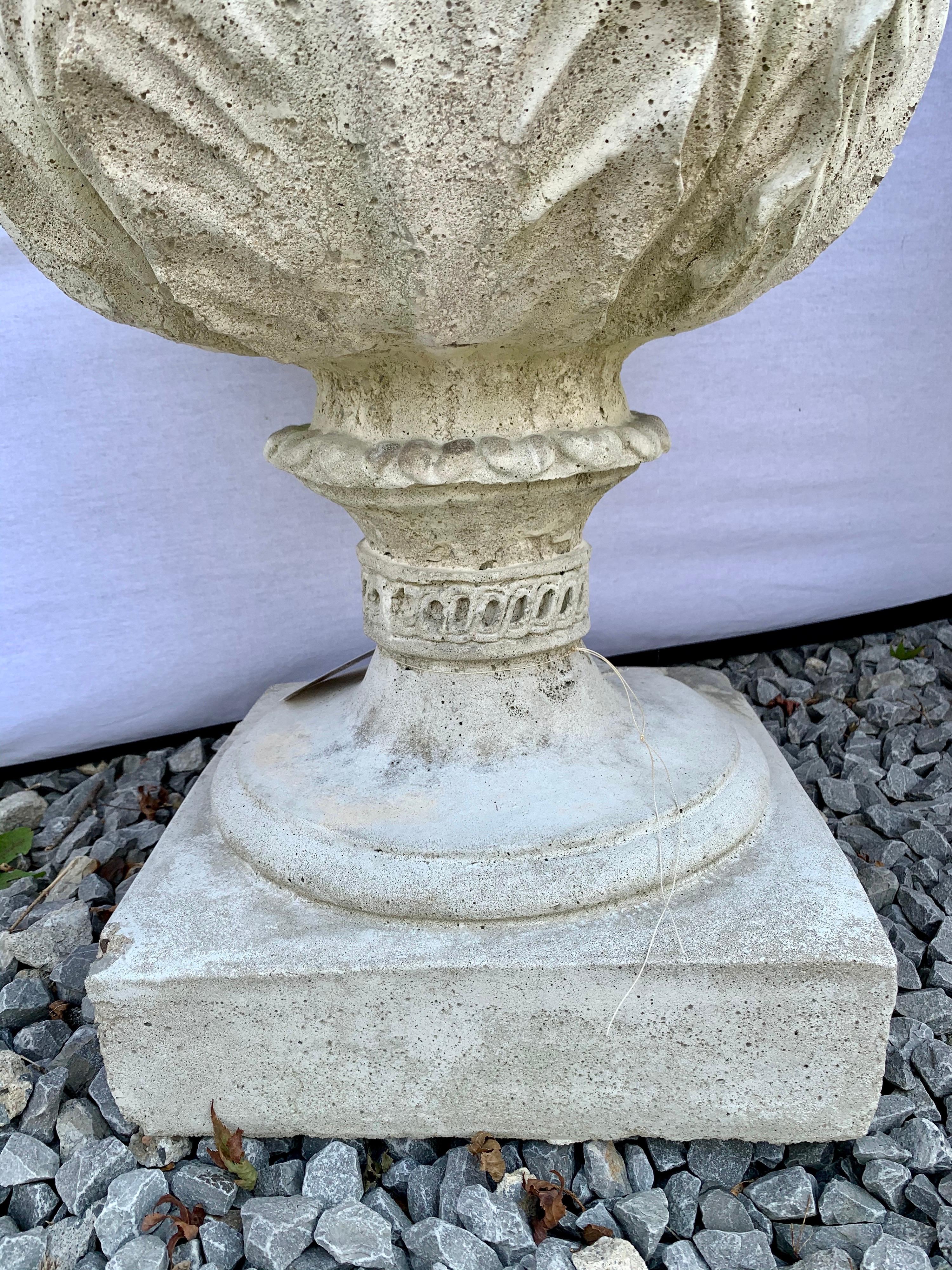 Pair of Large Scale Cast Stone Garden Artichoke Finials For Sale 1