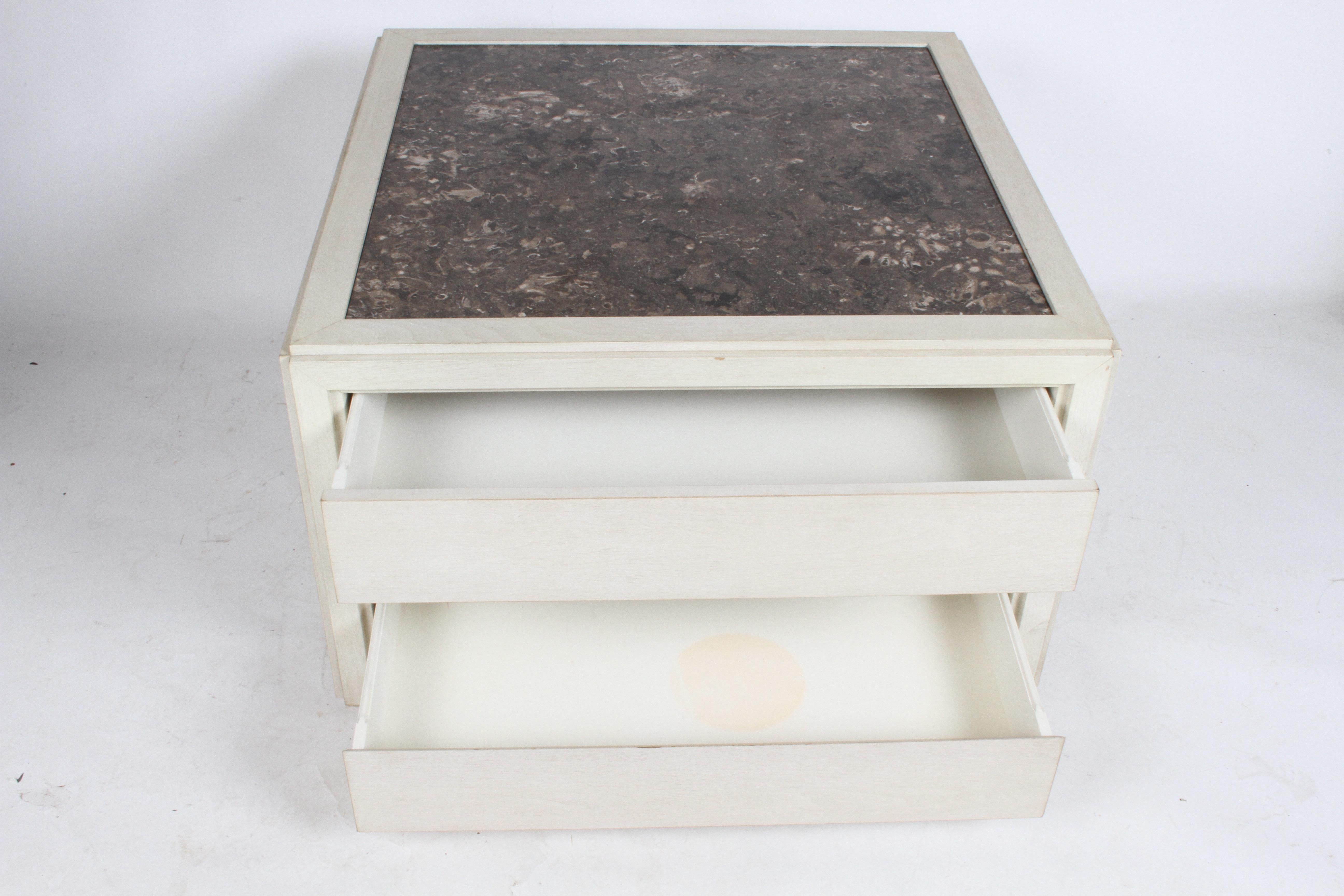 Pair of Large Scale Custom End Tables with Marble Tops by Designer Arthur Elrod For Sale 6