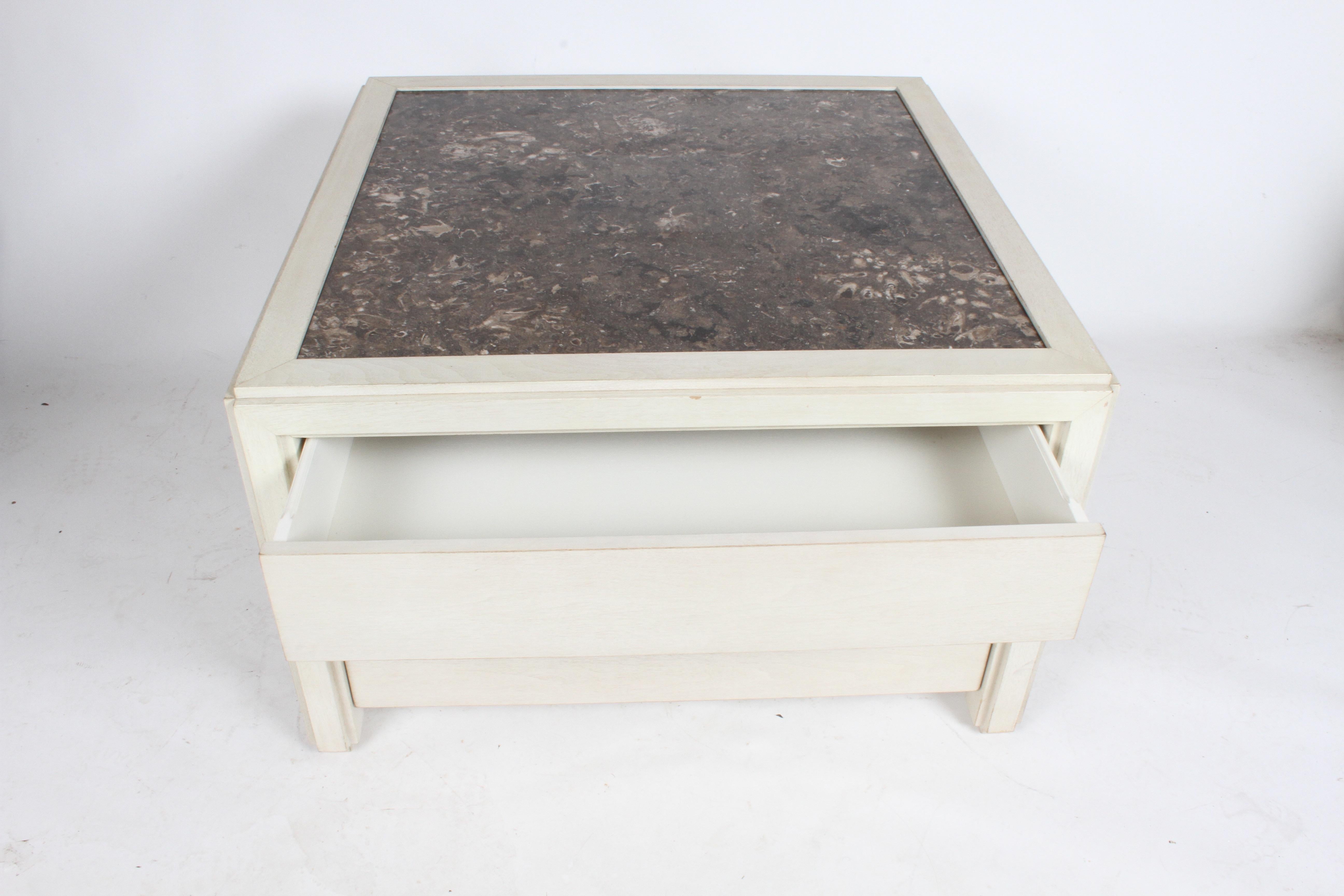 Pair of Large Scale Custom End Tables with Marble Tops by Designer Arthur Elrod For Sale 9