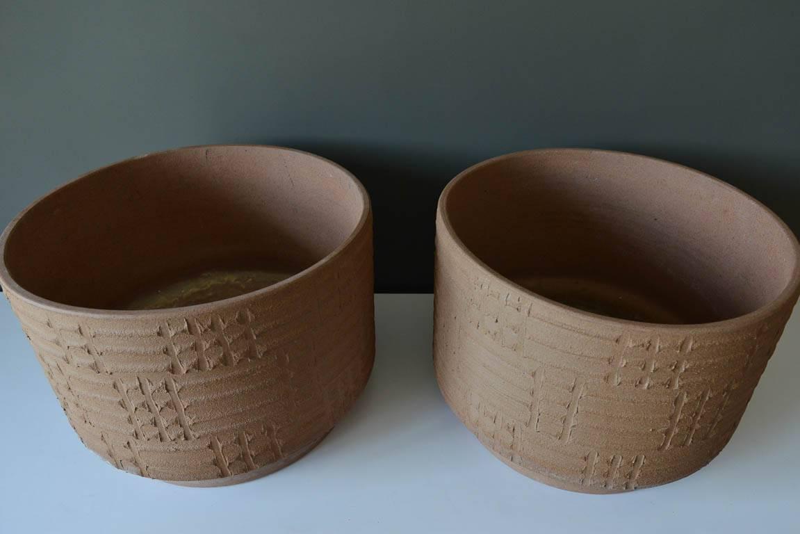 American Pair of Large Scale David Cressey Unglazed Stoneware Vessels, circa 1970