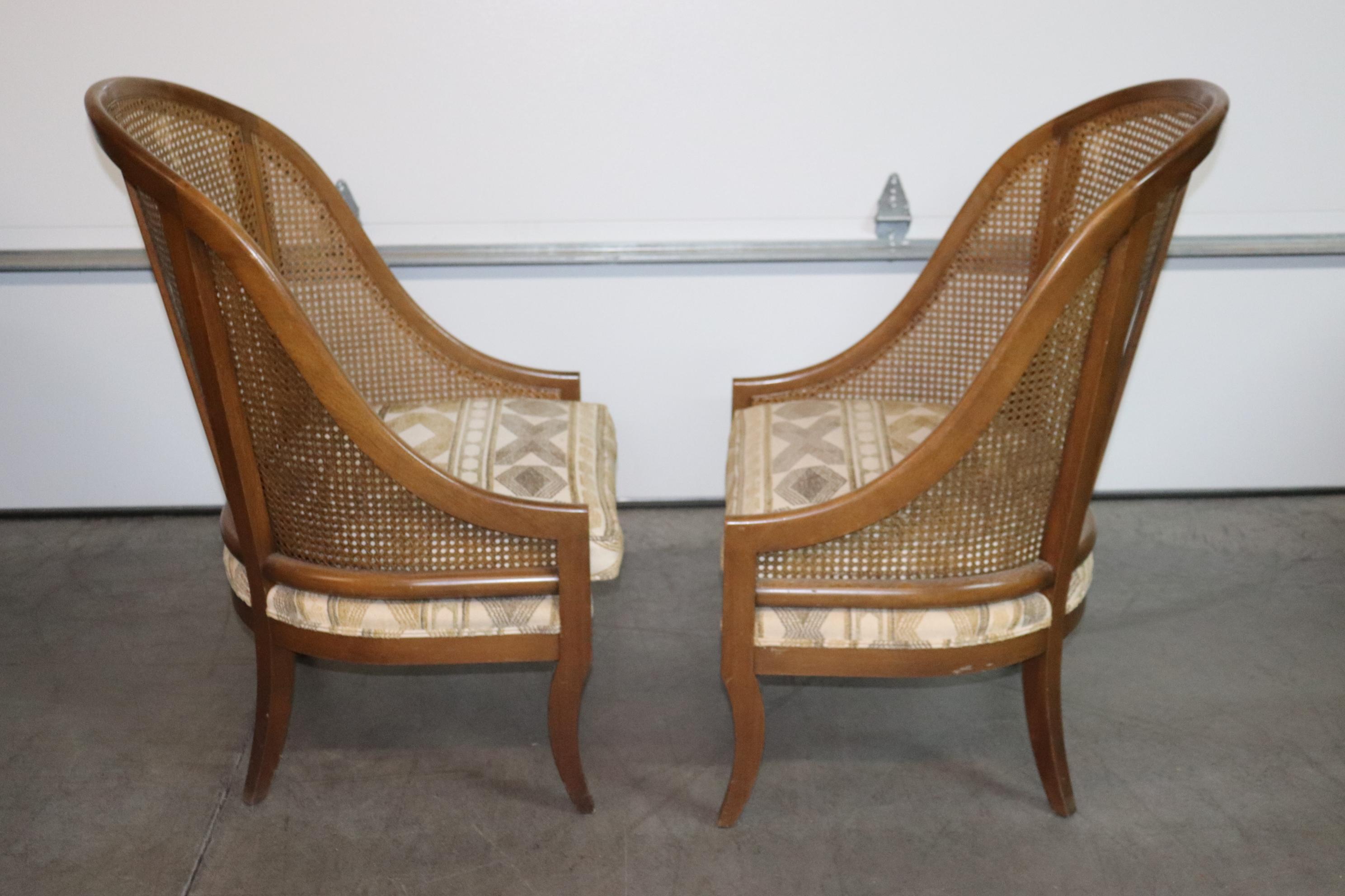 Pair of Large Scale English Regency Cane Back Tub Style Bergere Chairs 4