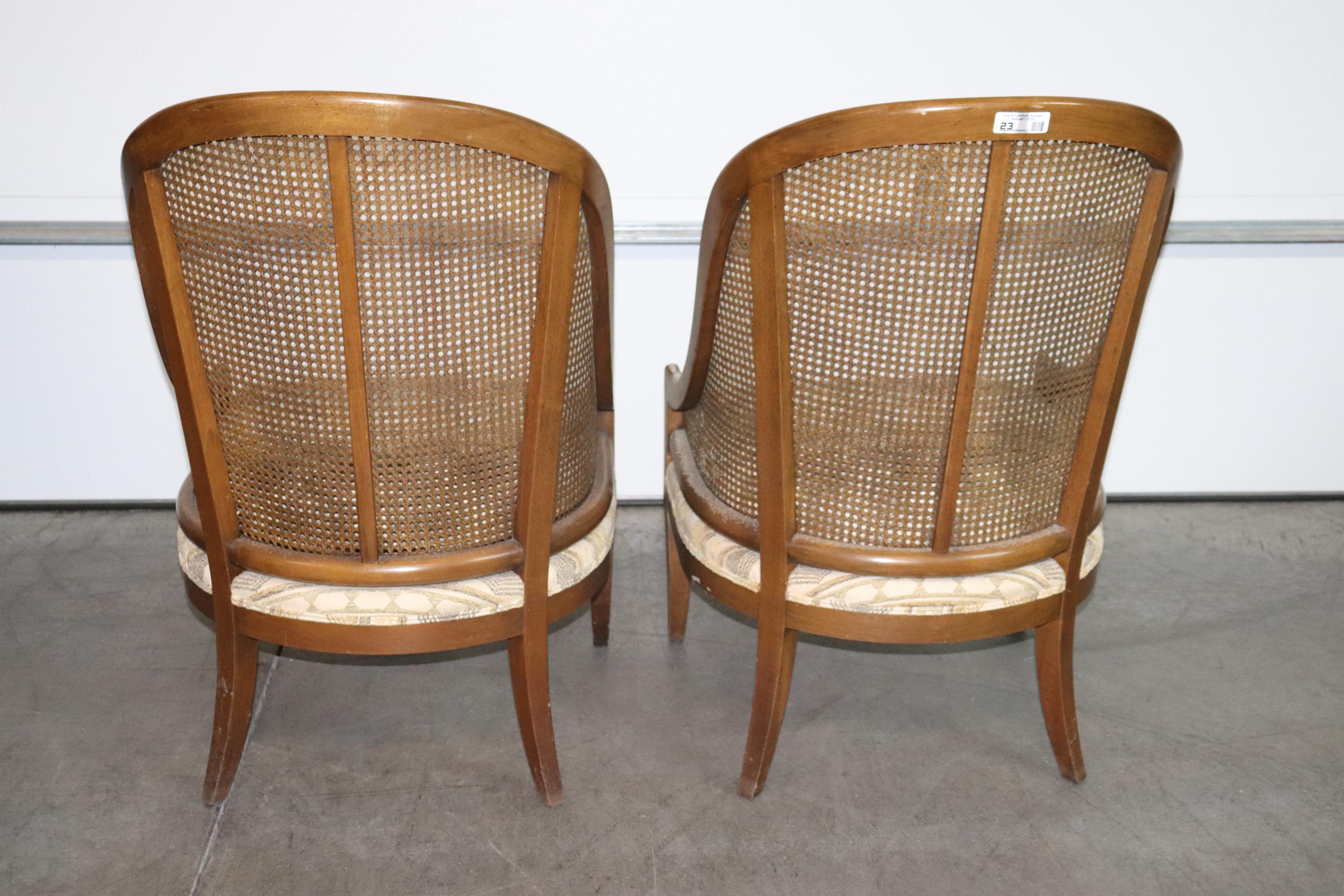 Pair of Large Scale English Regency Cane Back Tub Style Bergere Chairs 7