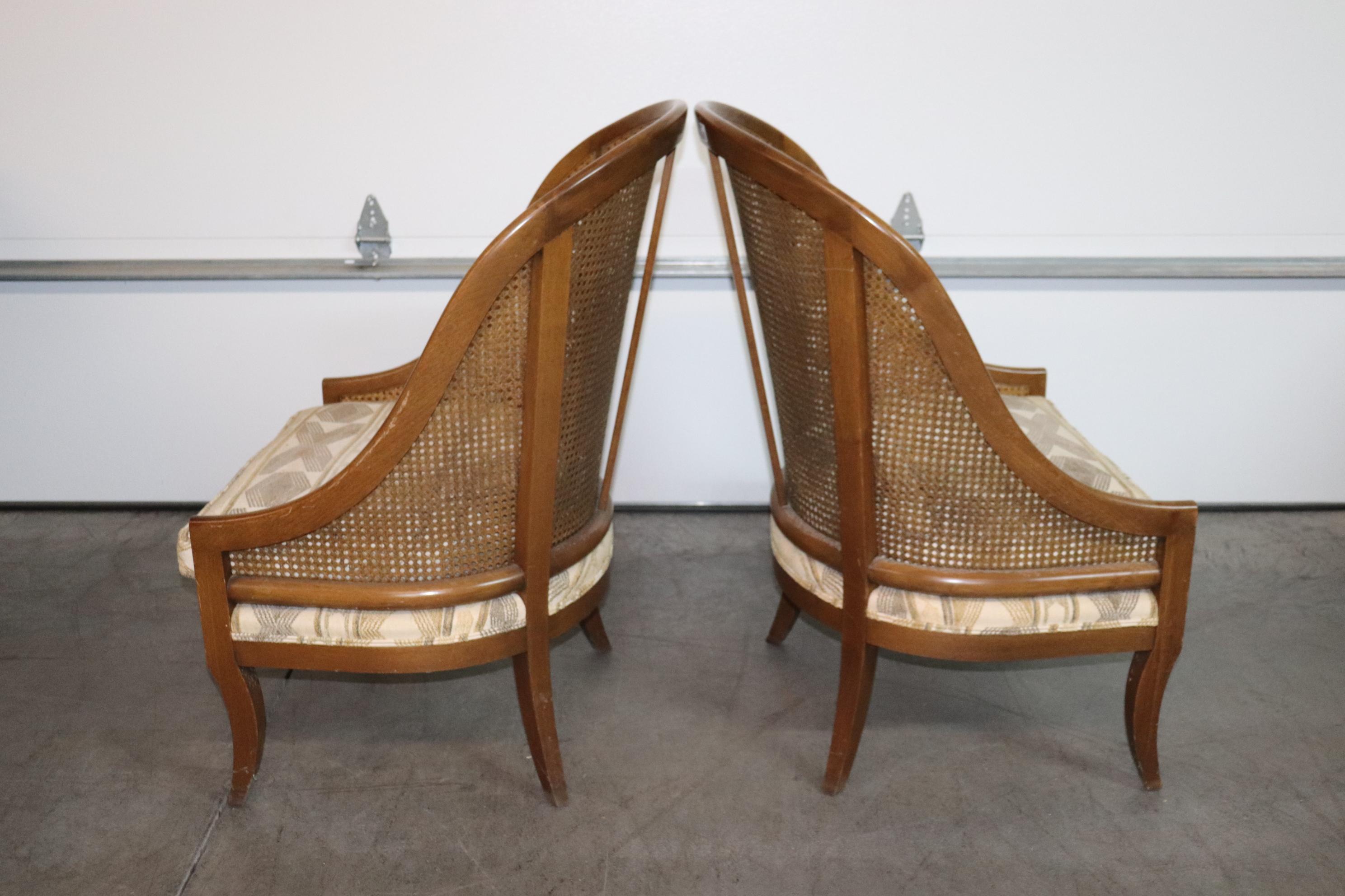 Pair of Large Scale English Regency Cane Back Tub Style Bergere Chairs 10