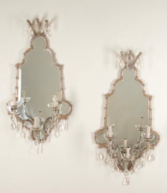 Pair of Large Scale French 1930s Mirrored Wall Sconces