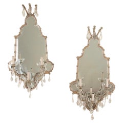 Pair of Large Scale French 1930s Mirrored Wall Sconces
