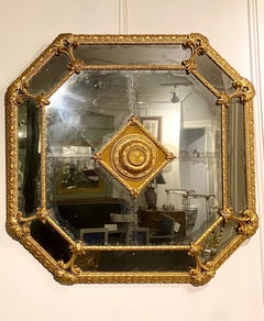 Pair of Large Scale French Pareclose Giltwood Mirrors, Neoclassical