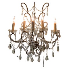 Pair of large scale French sconces with 5 lights each, beaded arms, wired