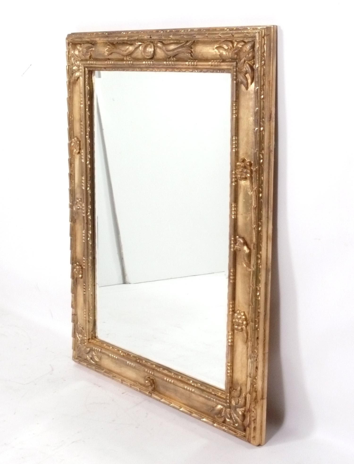 Pair of Large Scale Gilt Mirrors with Dove Design In Good Condition For Sale In Atlanta, GA