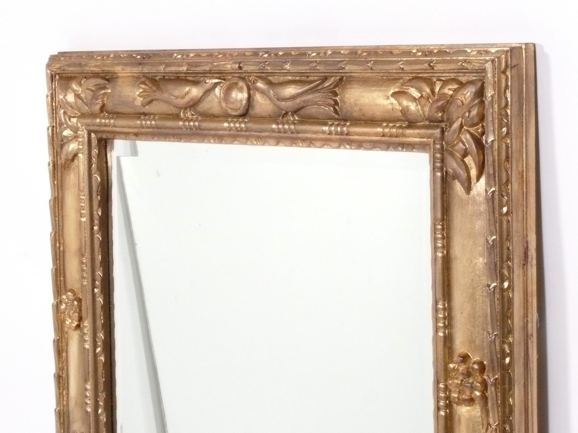 Mid-20th Century Pair of Large Scale Gilt Mirrors with Dove Design For Sale