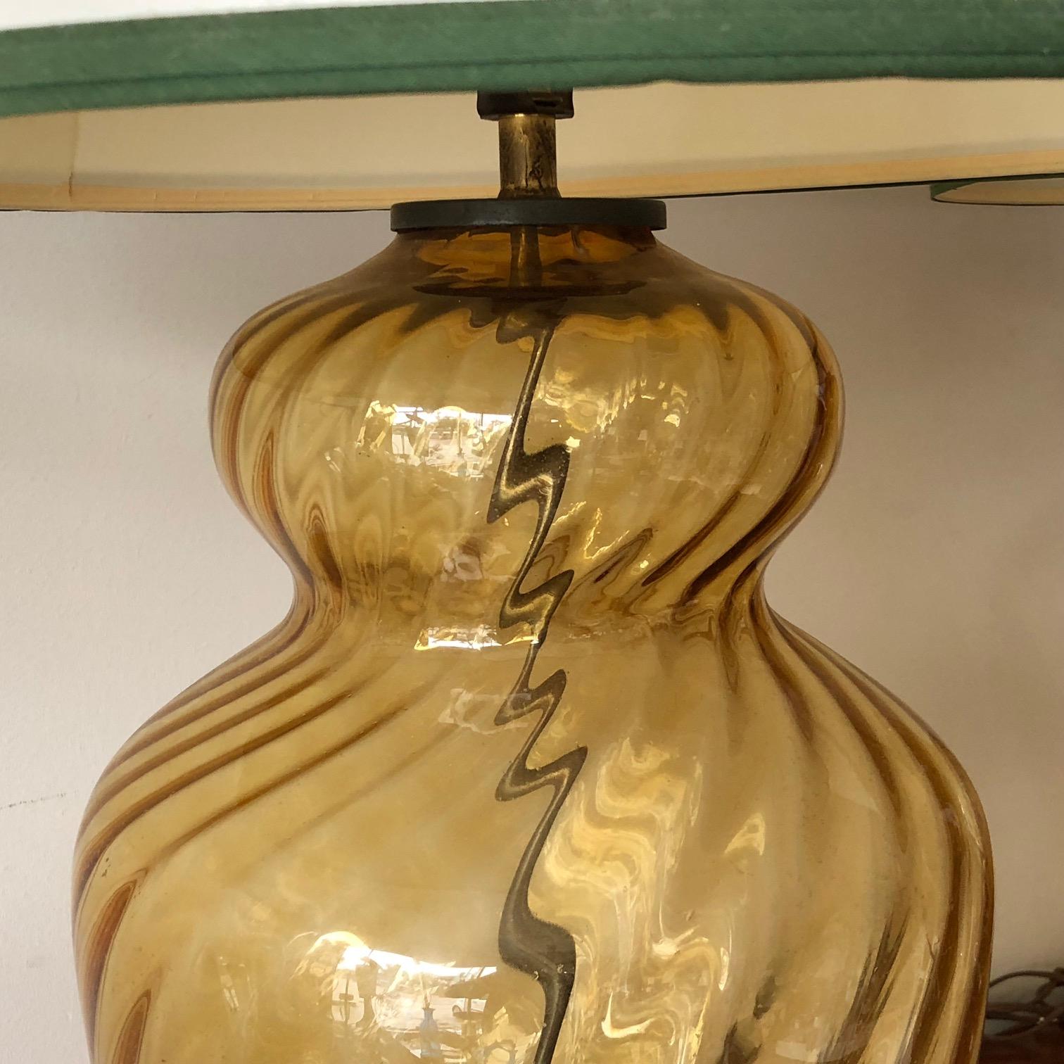 Italian Pair of Large-Scale Glass Lamps Italy, 1950s For Sale