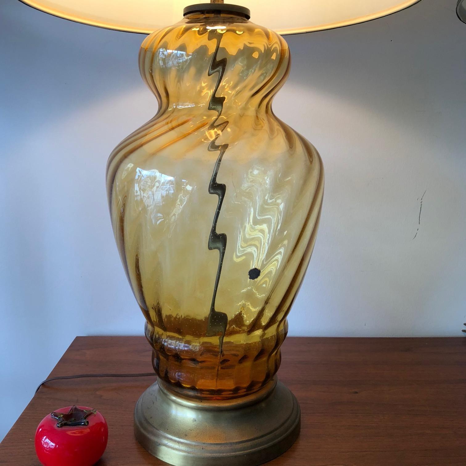 Pair of Large-Scale Glass Lamps Italy, 1950s For Sale 1