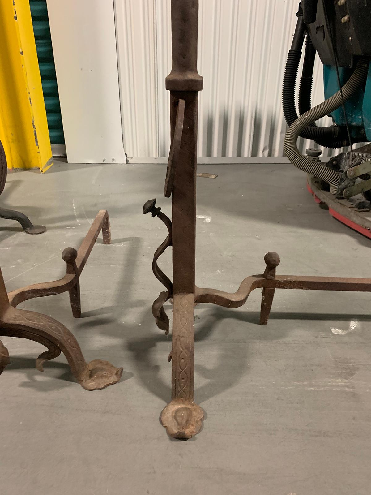 Pair of Large-Scale Iron Andirons, circa 1890-1910 For Sale 3