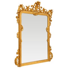 Pair of Large Scale Italian 19th Century Louis XV Style Giltwood Mirrors
