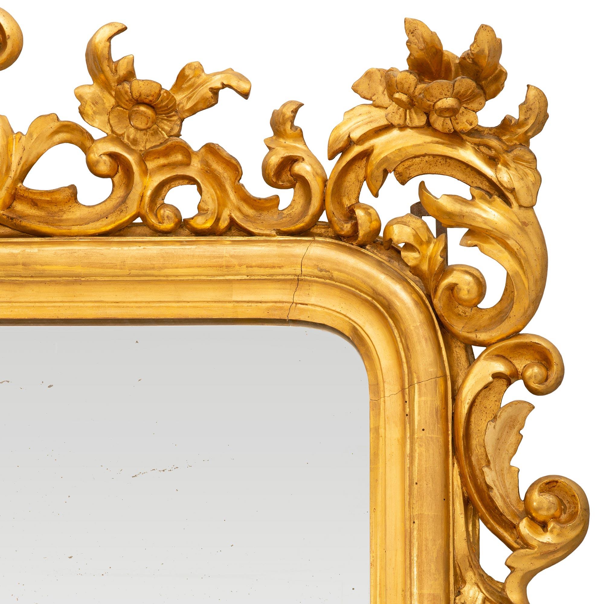 Pair of Large Scale Italian 19th Century Louis XV Style Giltwood Mirrors In Good Condition For Sale In West Palm Beach, FL