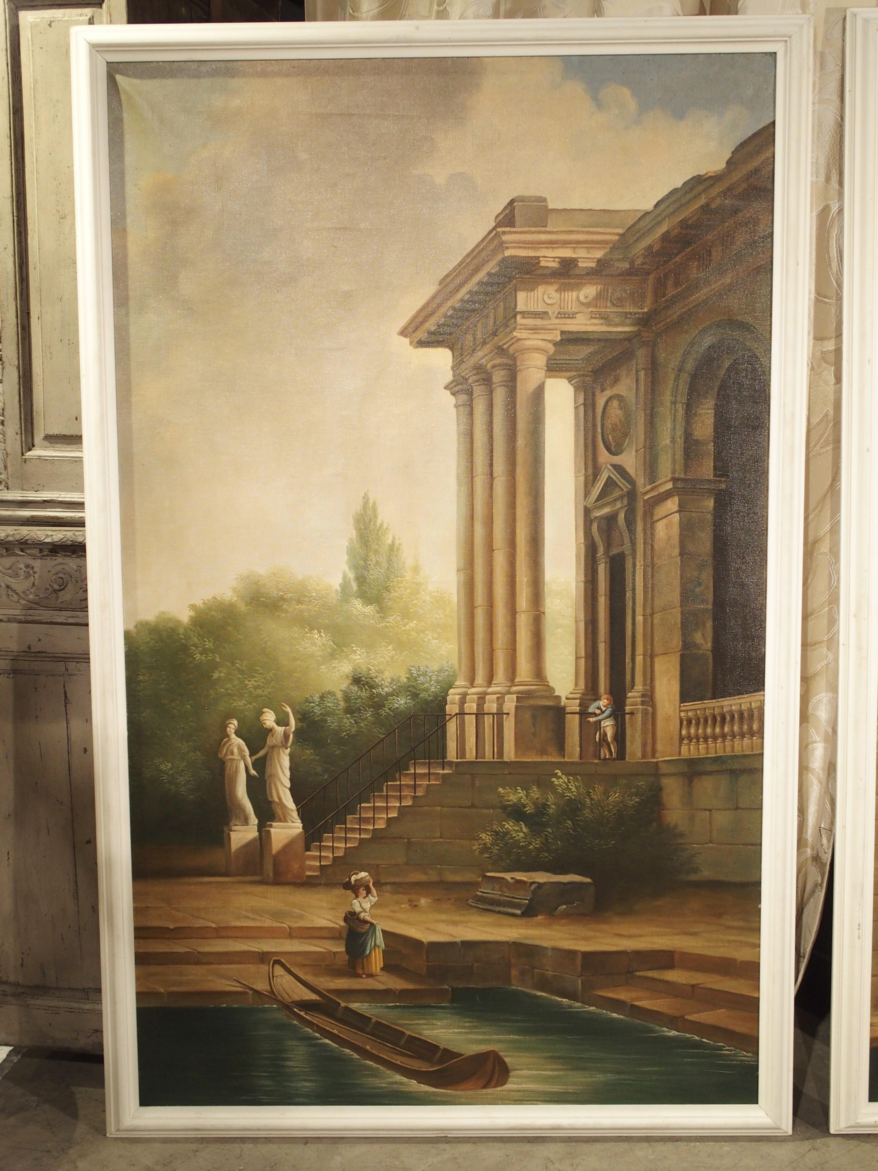 Pair of Large Scale Italian Landscape Oil on Canvas Paintings, Early 1900s 5