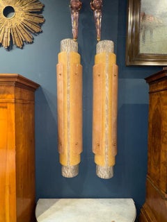 Pair of Large Scale Murano Multi-colored Barrel Sconces