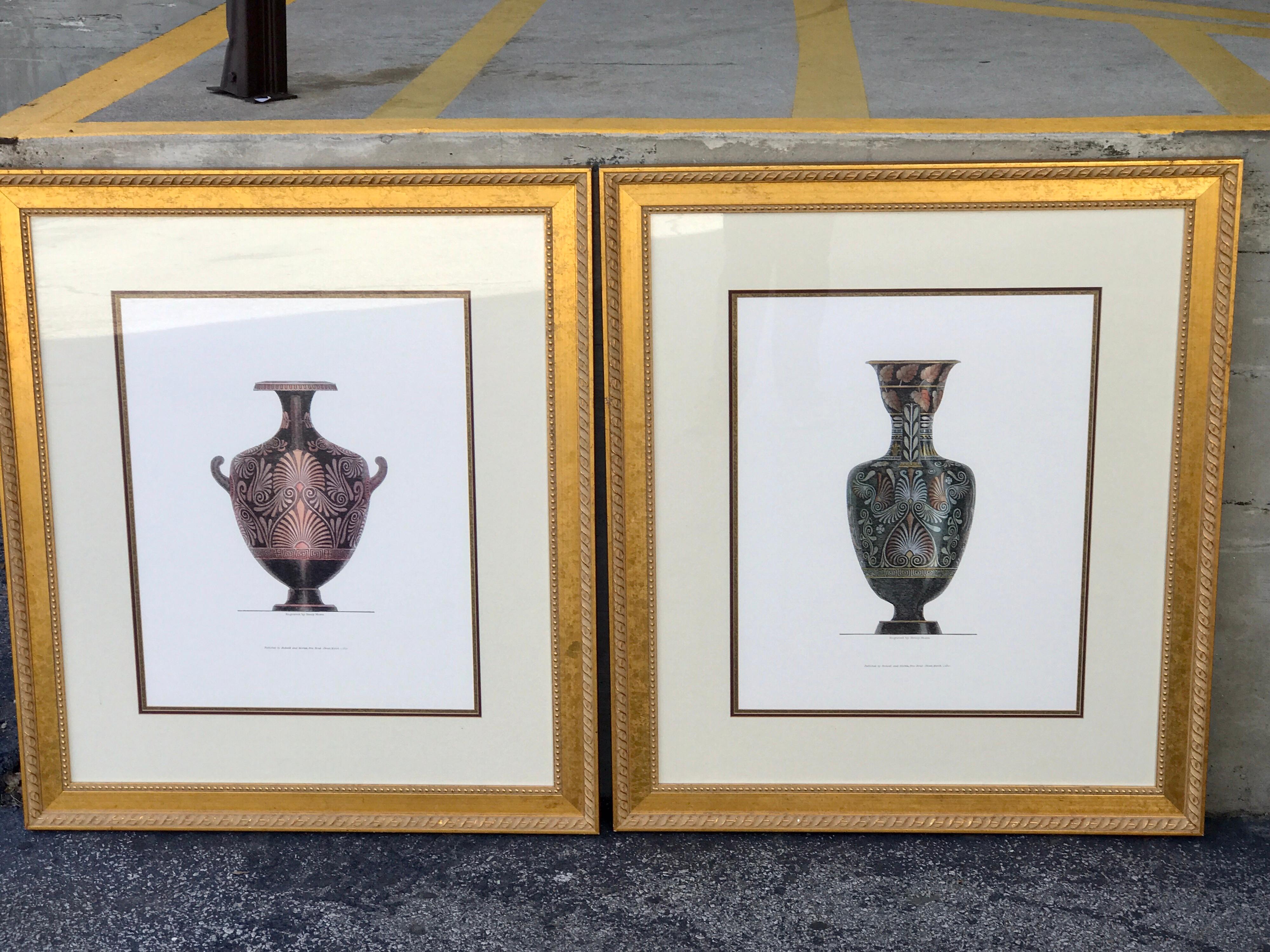 Pair of Large Scale Neoclassical Etruscan Urn Prints After Henry Moses  For Sale 7