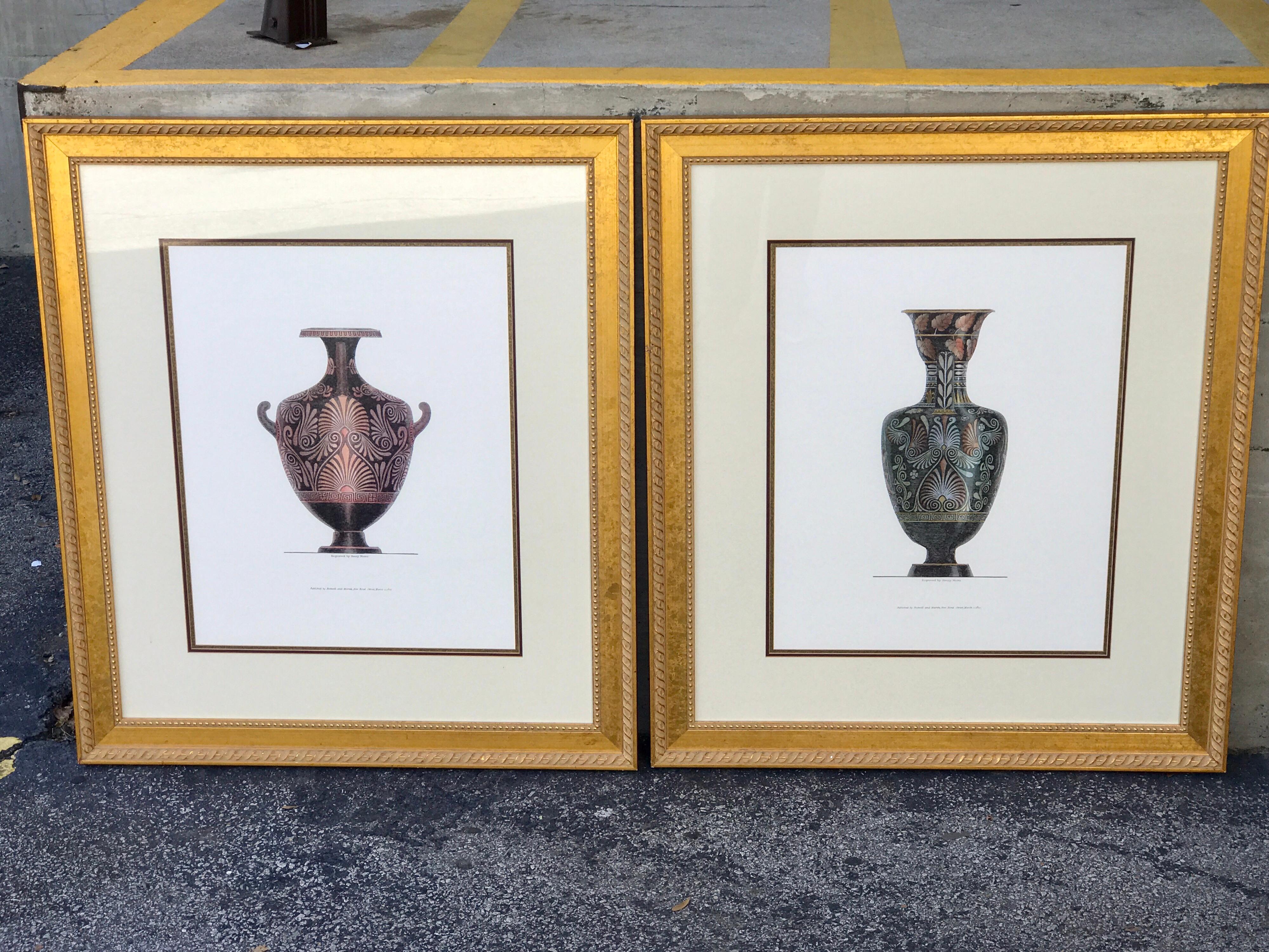 Pair of large scale Neoclassical Etruscan urn prints, 20th century prints, Each one after Henry Moses (British, b. ca. 1782–1870) Custom framed and matted. Fresh from a Palm Beach estate.
Image 24