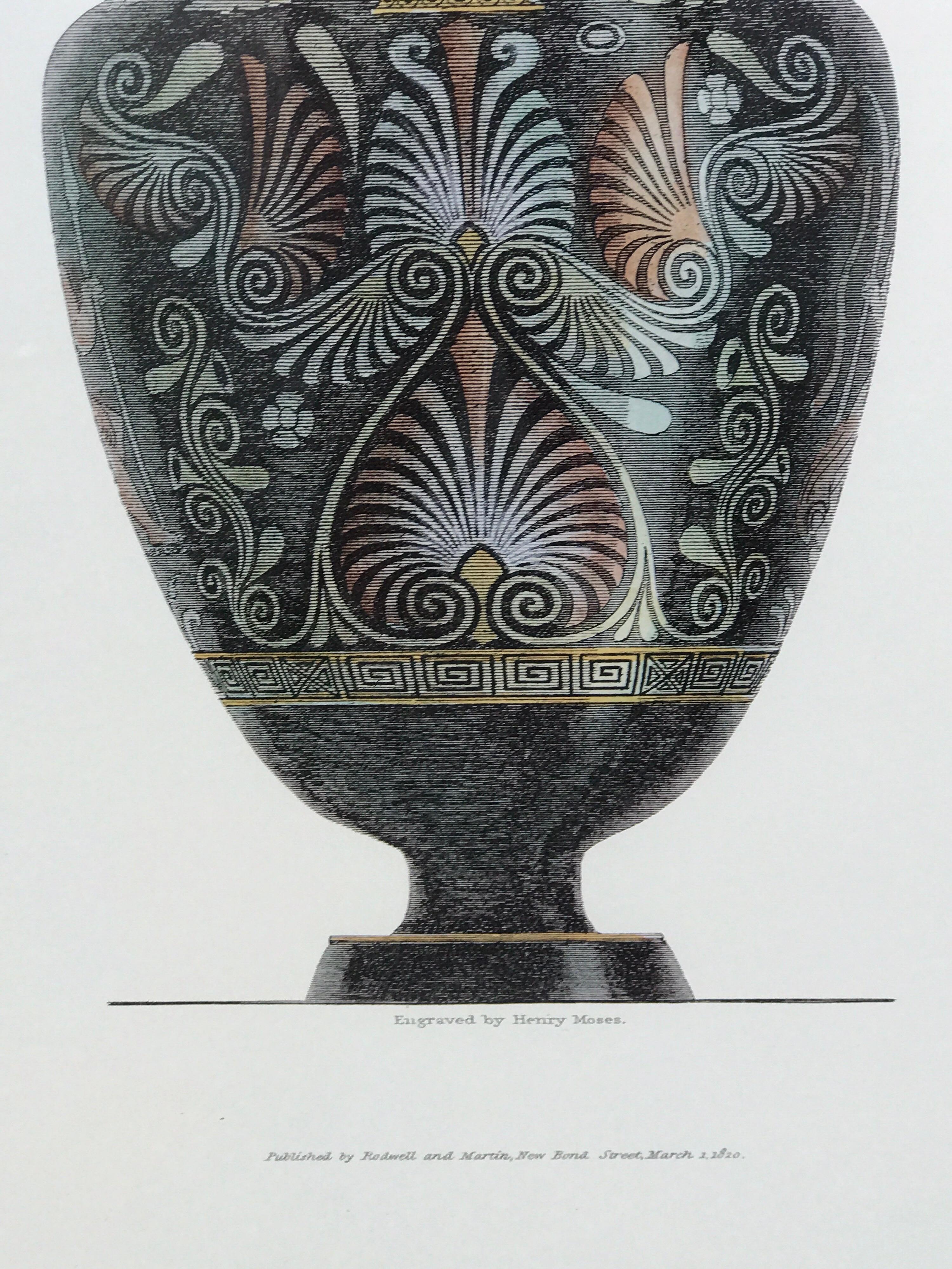 20th Century Pair of Large Scale Neoclassical Etruscan Urn Prints After Henry Moses  For Sale