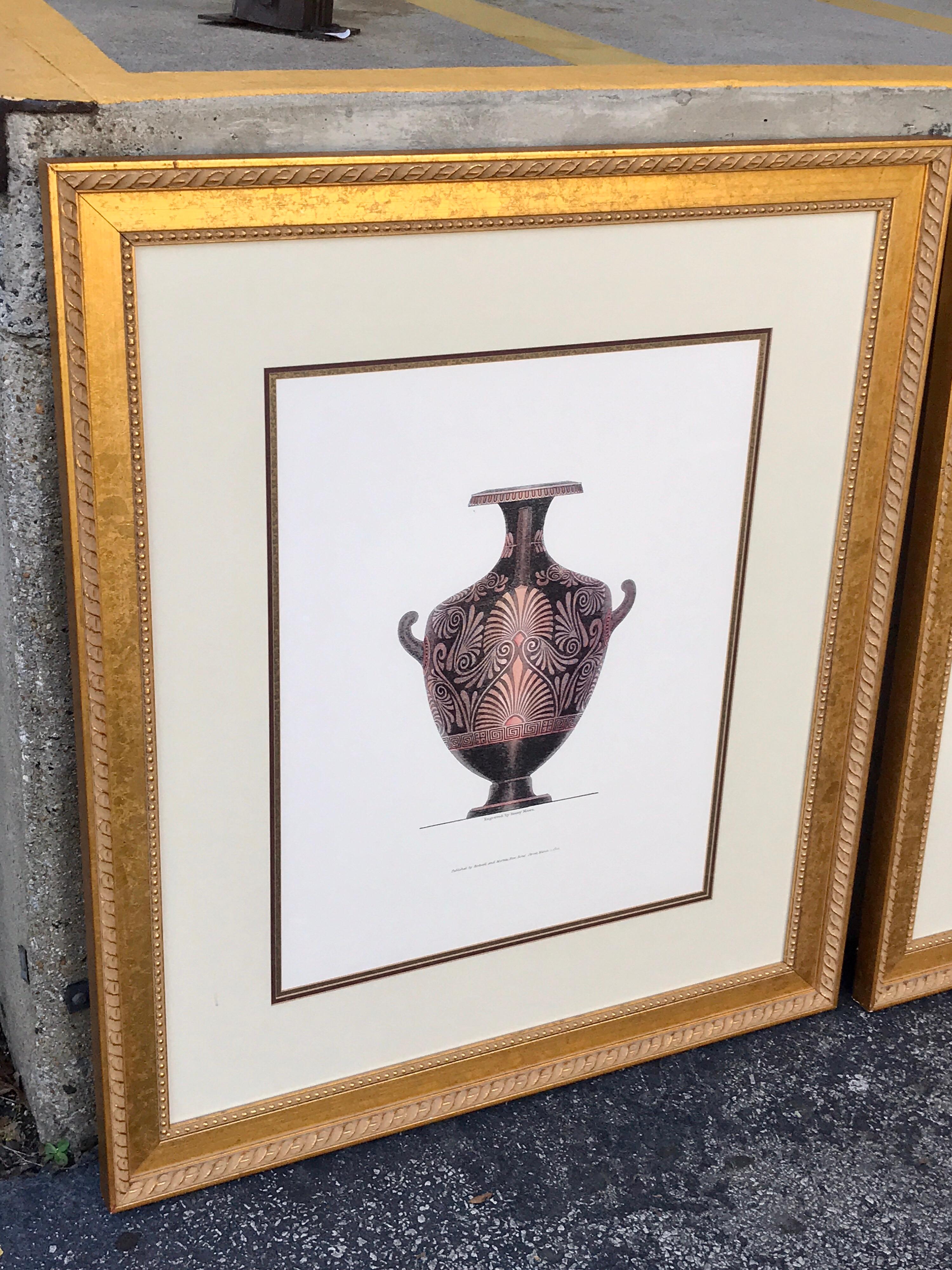 Pair of Large Scale Neoclassical Etruscan Urn Prints After Henry Moses  For Sale 2