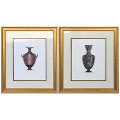Pair of Large Scale Neoclassical Etruscan Urn Prints After Henry Moses 
