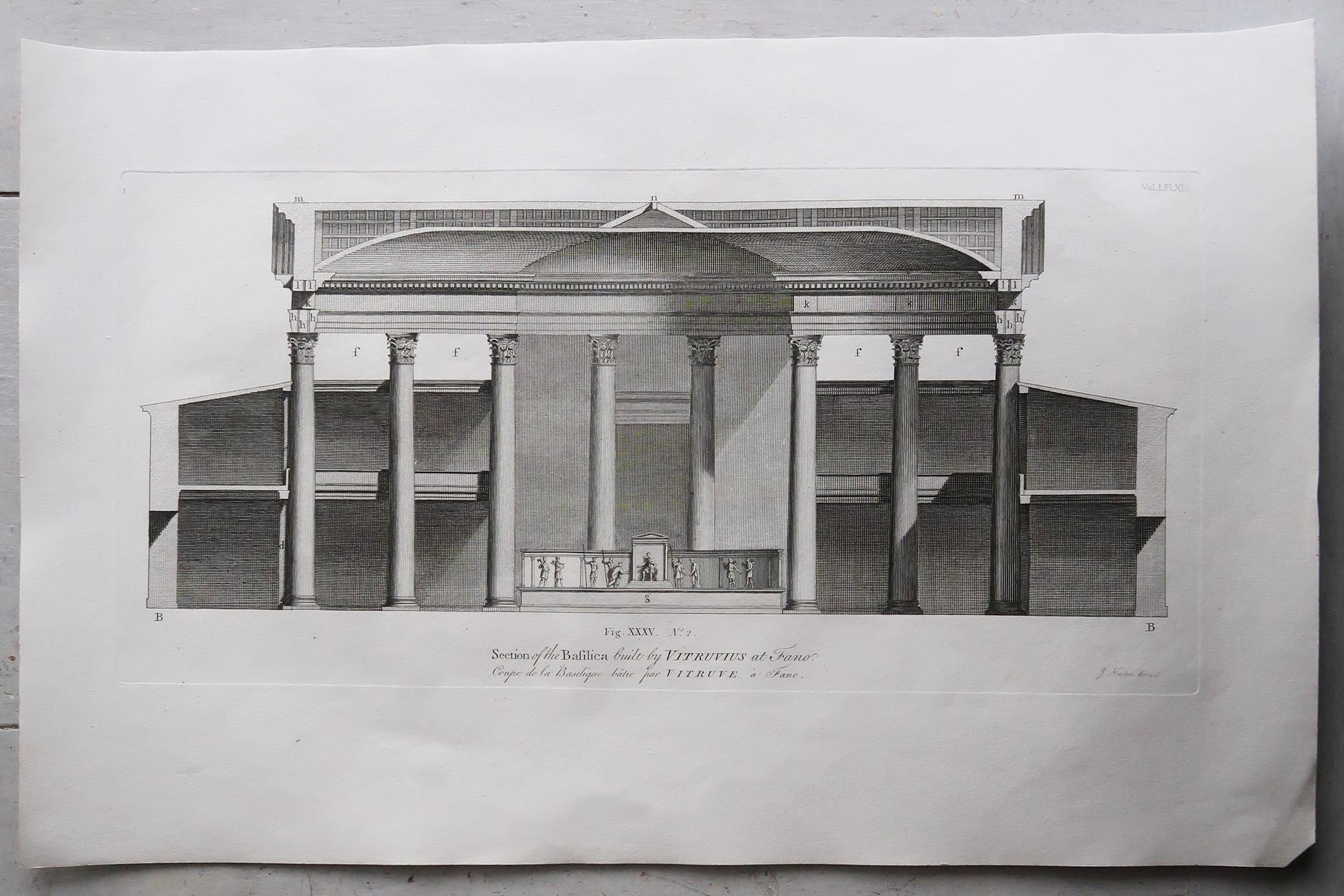 Classical Roman Pair of Large Scale Original Antique Architectural Prints, Circa 1790 For Sale