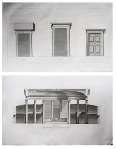 Pair of Large Scale Original Antique Architectural Prints, Circa 1790