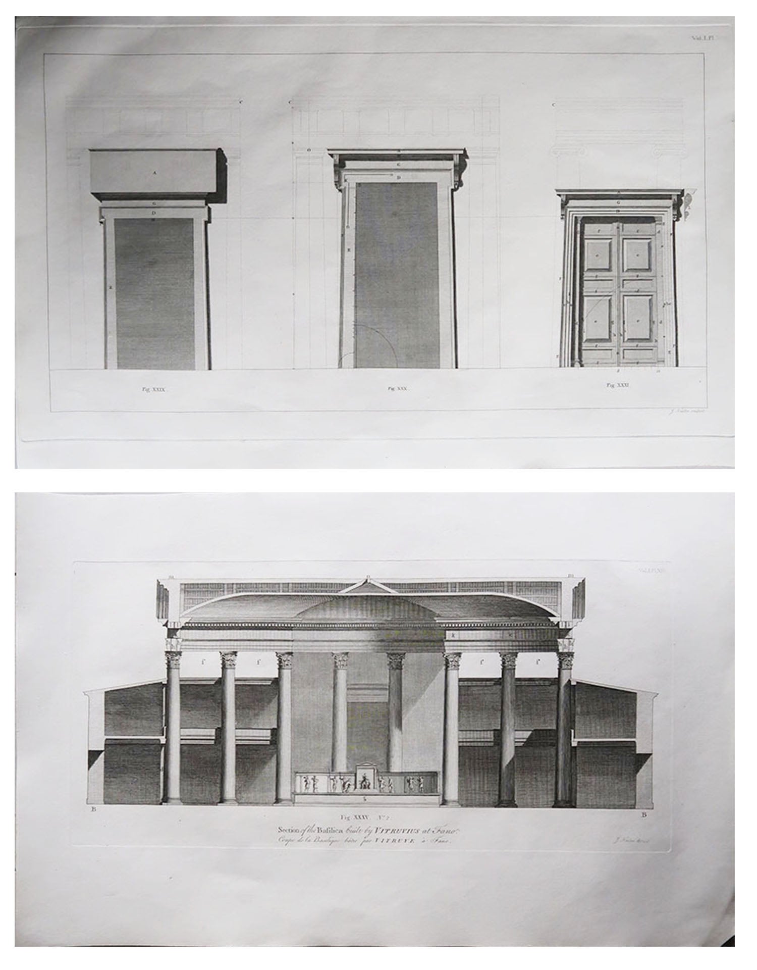 Pair of Large Scale Original Antique Architectural Prints, Circa 1790 For Sale