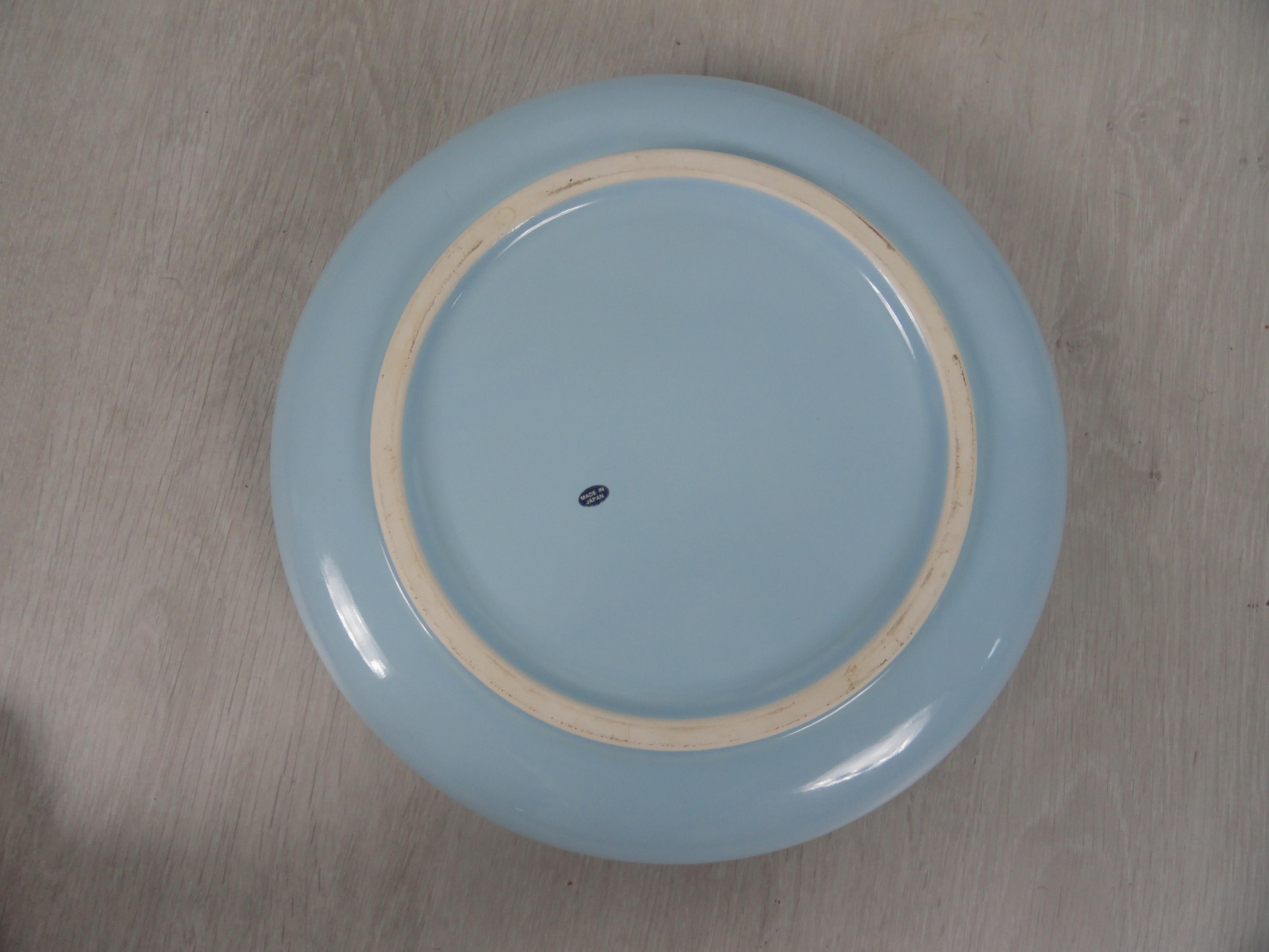 Late 20th Century Pair of Large-Scale Porcelain Pale Blue Chargers For Sale